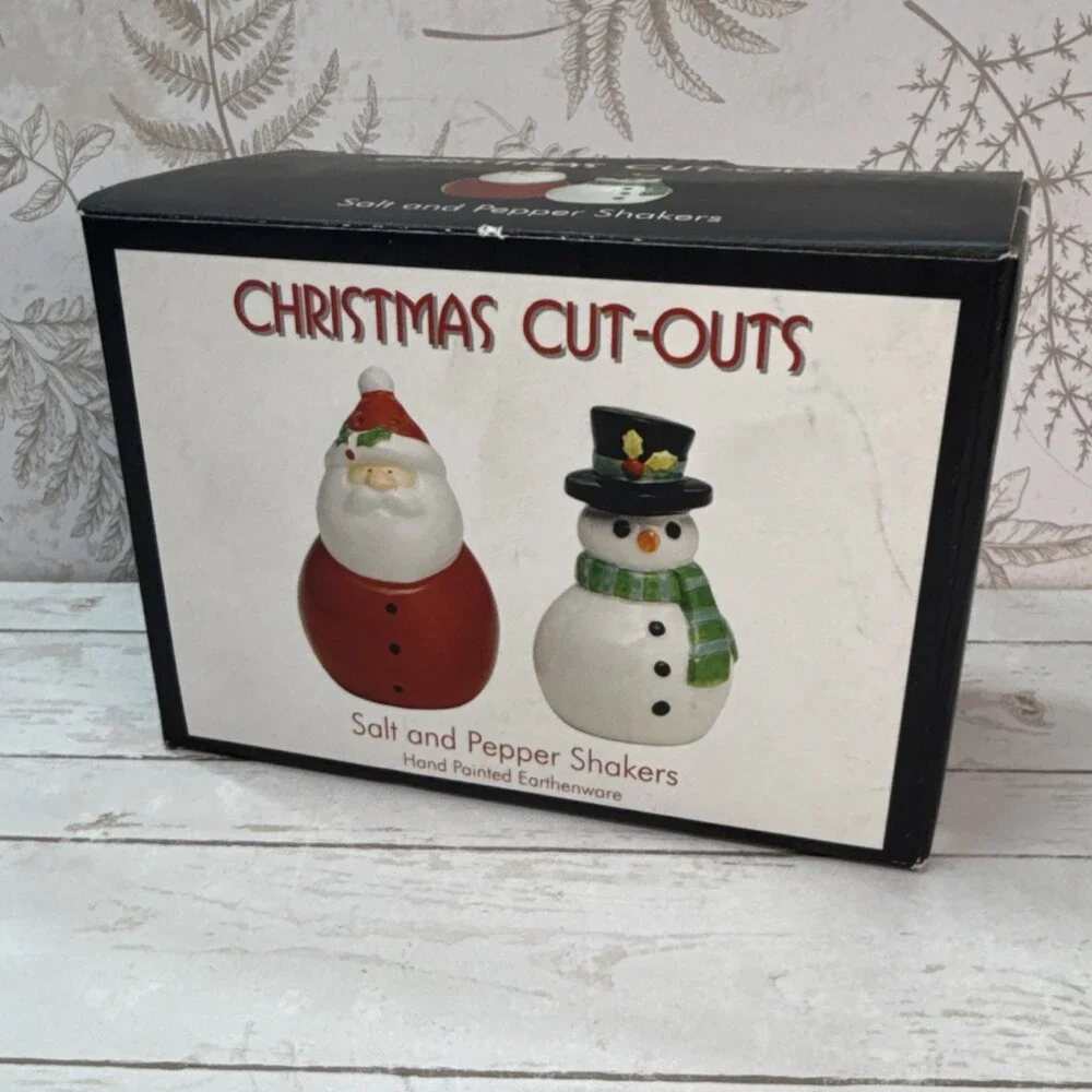 Oneida Santa & Snowman Hand Painted Earthenware Salt & Pepper Shakers